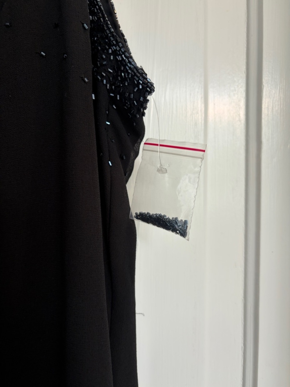J Kara Black Beaded Long Dress/Jacket with Sheer Sleeves Sz 16 Wedding/ Mother - Picture 12 of 15